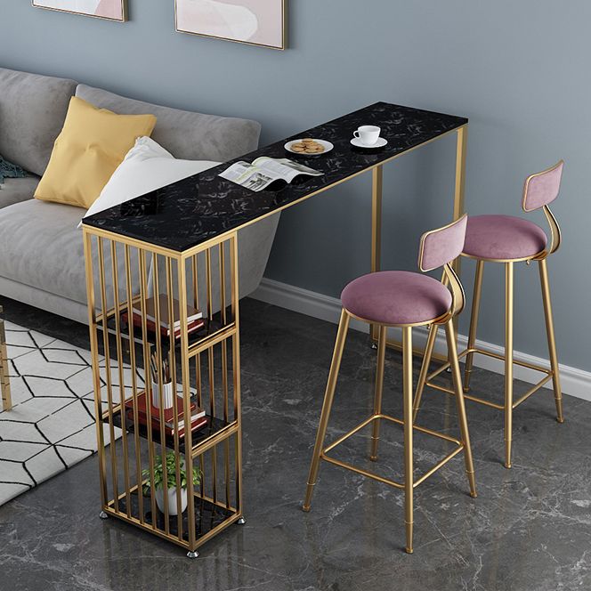 1/3 Pieces Luxurious Rectangular Bar Table Set Artificial Marble Top Bistro Table Set