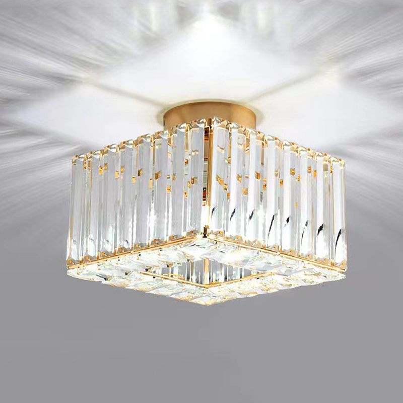 1-Light Modern Style Flush Mount Crystal Ceiling Light for Aisle