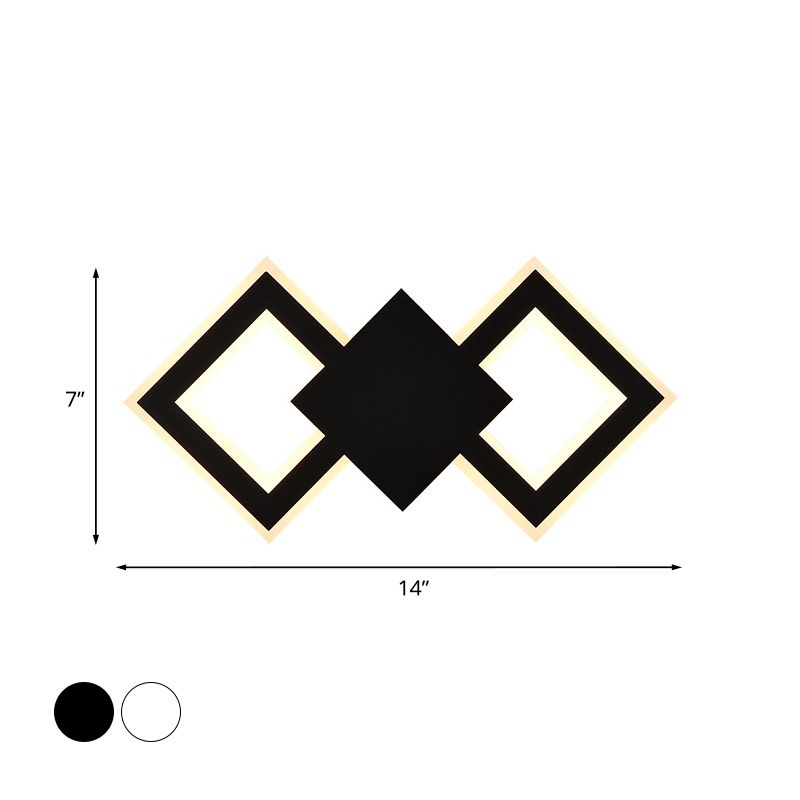 Zwart/wit rhombus Wandverlichting Idee Noordse LED -metalen SCONCE LIMMUTER VOOR SLAAPKAMER, WIT/WART LICHT