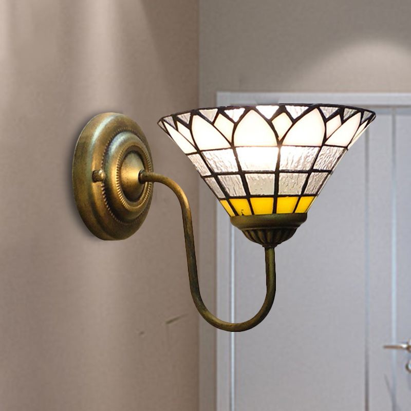 1 Head Wall Light Fixture Baroque Lotus Clear Dimple Glass Sconce Light for Hallway