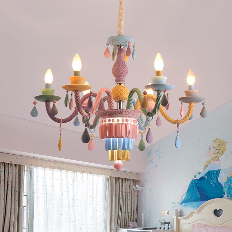 Multi Head Macron Candle Chandelier Glass Chandelier Lighting Fixtures for Bedroom