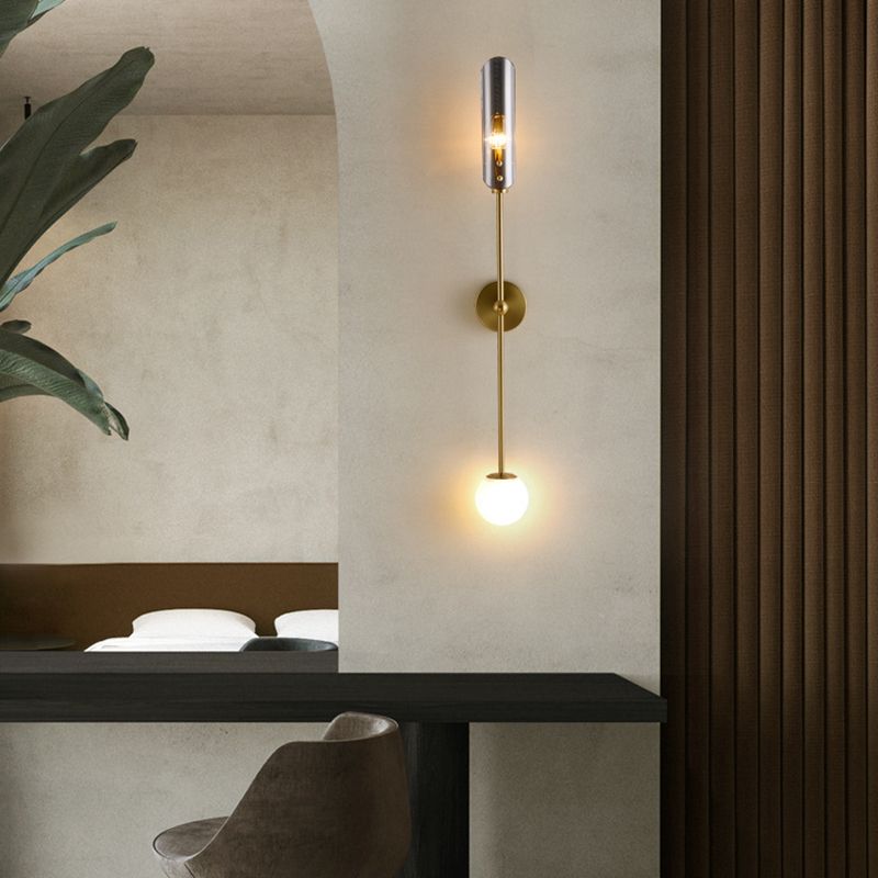 Industrial Glass Globe Wall Light Polish Finish Lighting for Dining Room