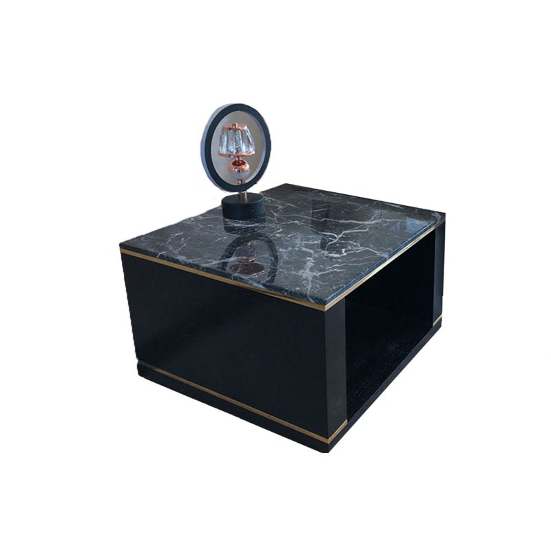 Square Stone Top End Table Glam Frame Sofa Side End Table for Living Room