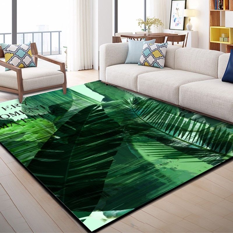 Modern Rose Flower Print Carpet Polyester Area Rug Non-Slip Backing Indoor Carpet for Living Room