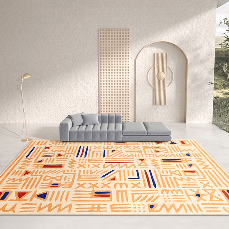 Tone abricot simple Tone bohème tapis de motif tribal polyester tapis de support sans glissement pour le salon