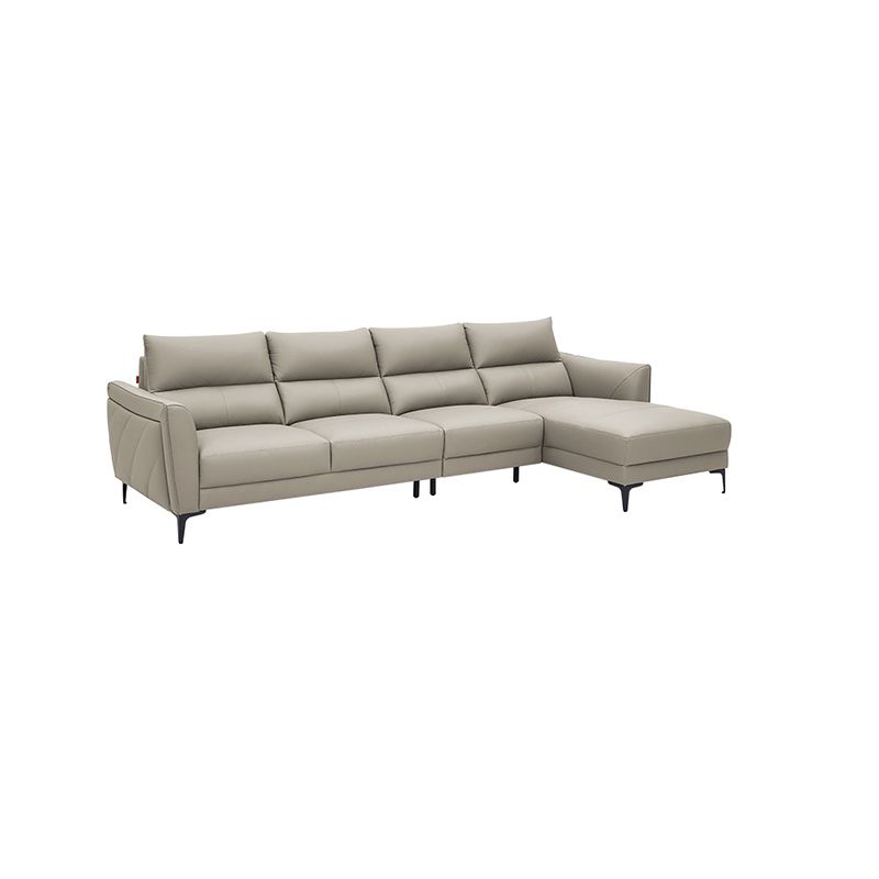 Genuine Leather Square Arm Sectionals -Contemporary Sectional Couch