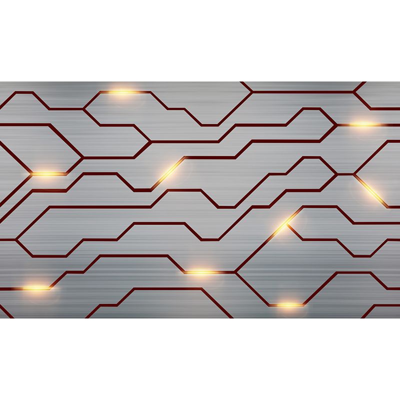 Industrial Steel Pattern Mural Wallpaper for Boys Bedroom Customized Wall Covering in Gray