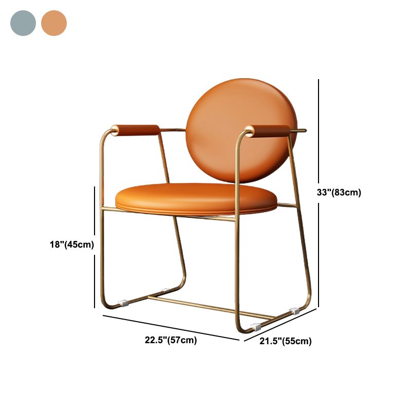 Oval Dining Arm Chair Faux Leather and Metal Dining Room Chair