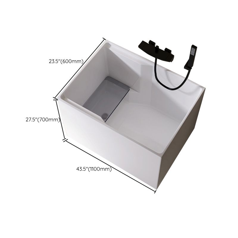 Modern Style Acrylic Soaking Bathtub Rectangle Back to Wall Bathtub