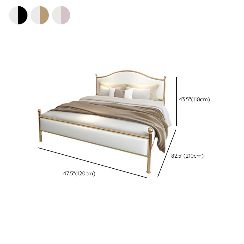Contemporary Bed Frame Metal Standard Bed with Upholstered Headboard