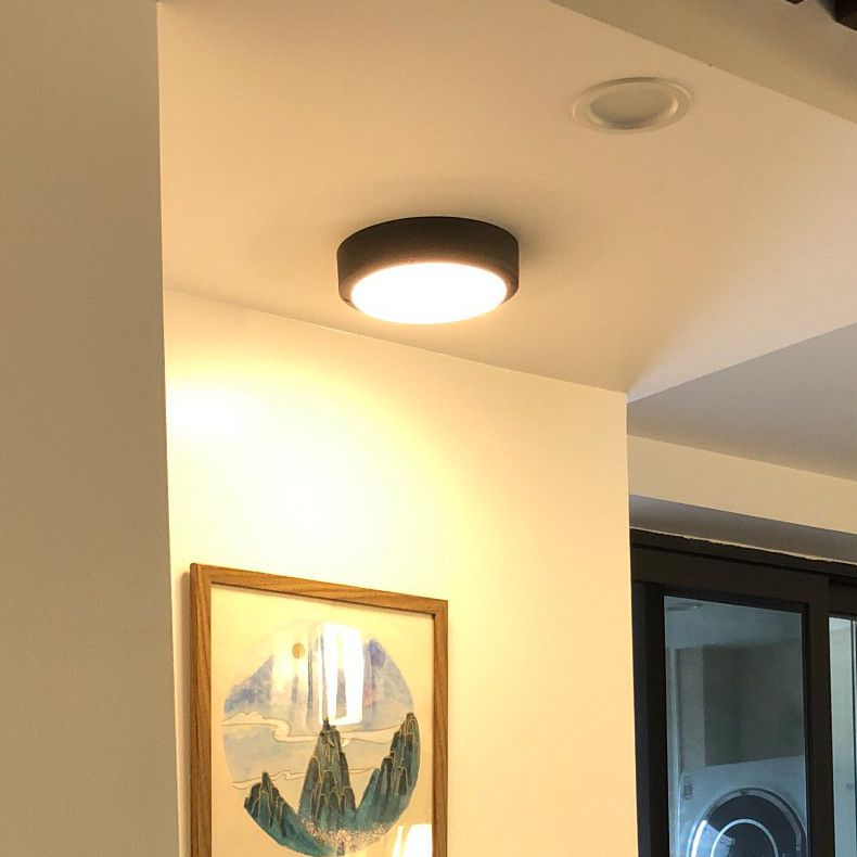 Minimalist Drum LED Flush Mount Light Aluminum Outdoor Flush Mount Ceiling Light