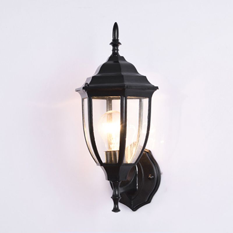Bewaffnetes klares Glas 1-Licht Wandleuchte Industrielle Außenwandlampe im Freien