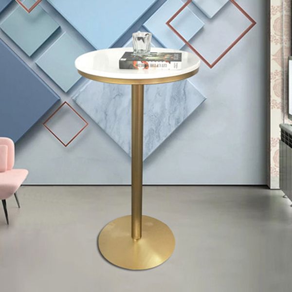 Contemporary Round Pub Table Set with Metal Stools 1/3/5 Pieces Pine Wood Top Bar Set