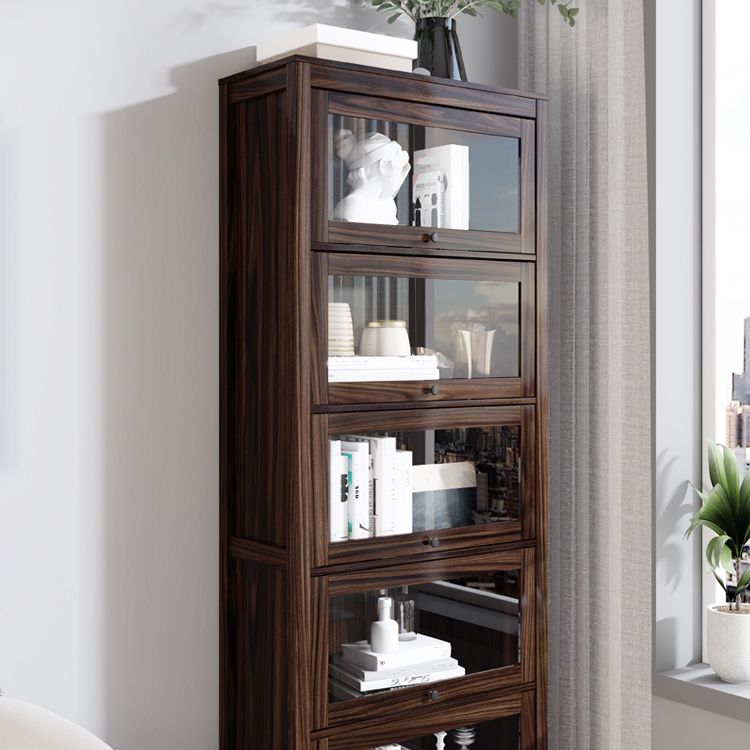 Manufactured Wood Bookcase Contemporary Standard Bookshelf with Glass Doors