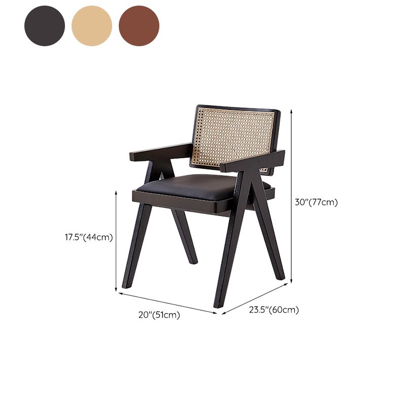 Wood Arms Included Chair Woven Back Lounge Chair for Living Room