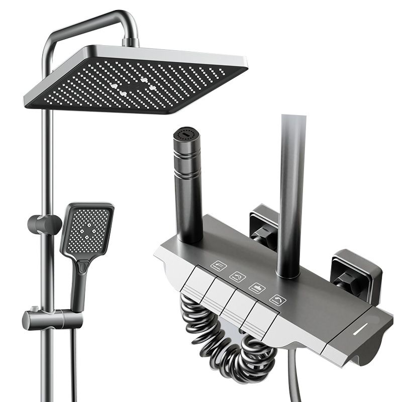 Contemporary Shower Set Slide Bar Dual Shower Head Thermostatic Wall Mounted Shower System