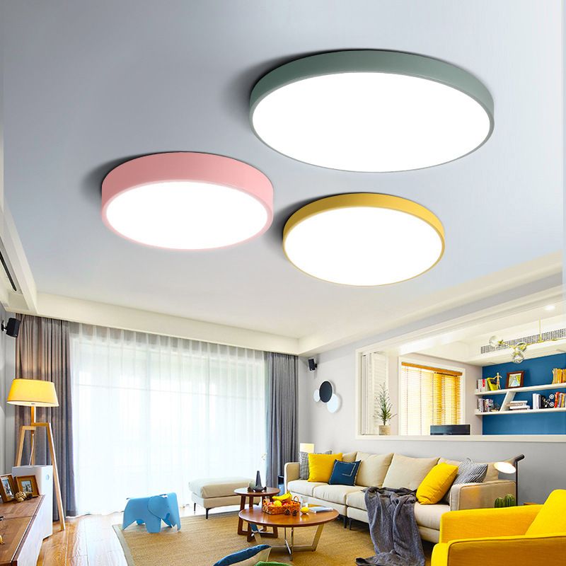 Lampada da soffitto rotonda moderna Macaroon Acrilico 1 Luce LED Flush Mount per camera da letto