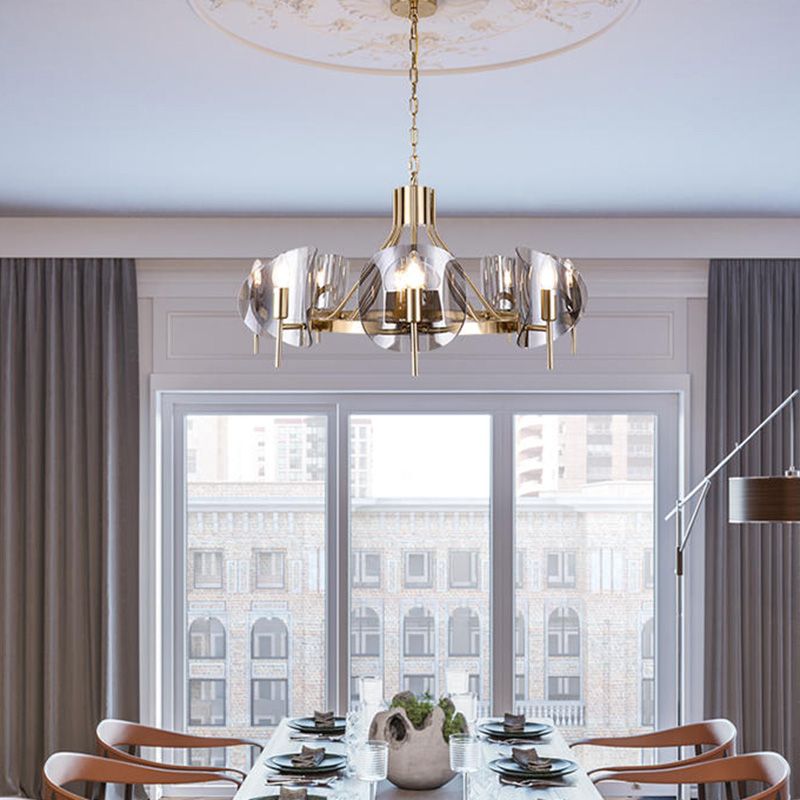 Smokey-Glass Anhänger Beleuchtungskörper Moderner Kronleuchter für Wohnzimmer