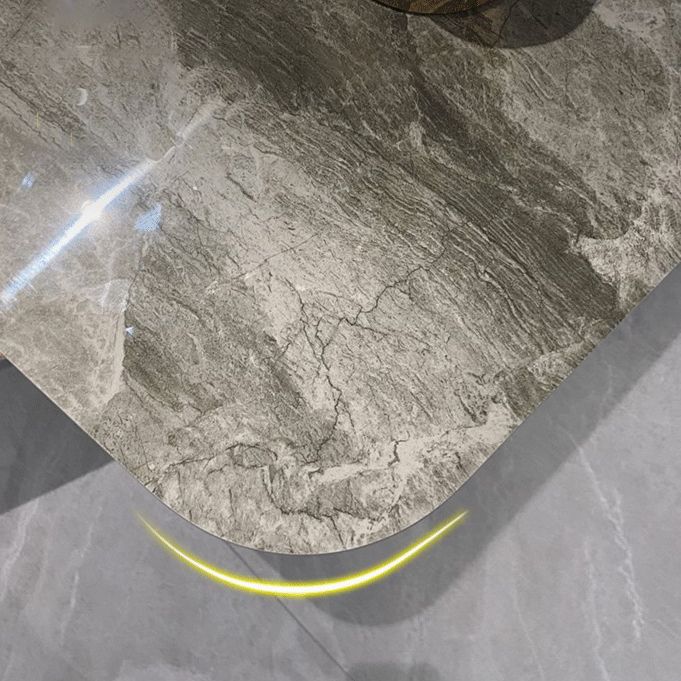 Contemporary Style Sintered Stone Dining Table with Grey Fixed Table and Trestle Base