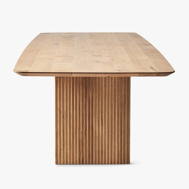Moderne dennenhouttafel voor restaurant rechthoek eettafel met dubbele voetstuk