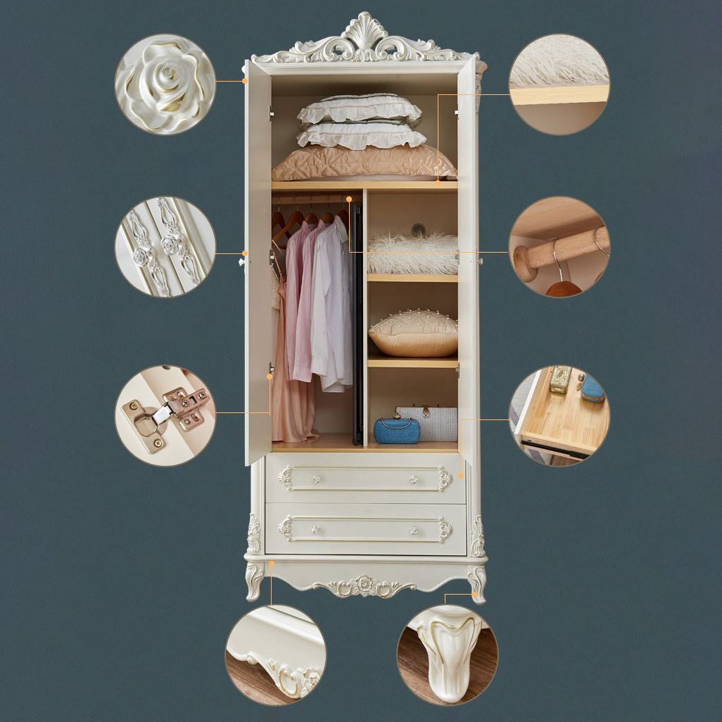 French Country Wardrobe Solid Wood Wardrobe Closet with Cloth Rod