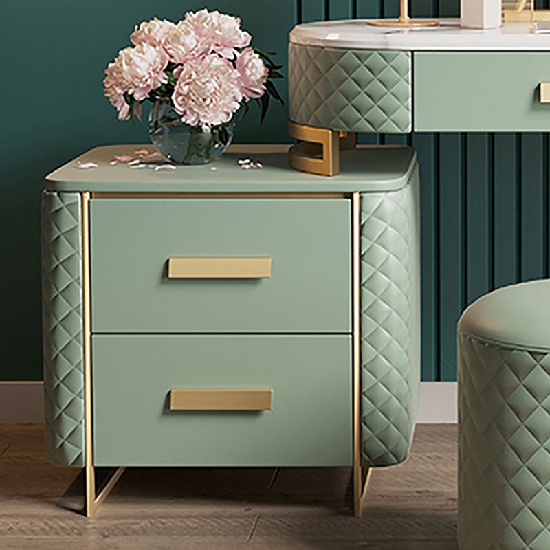 Glam 3 Drawer Vanity Dressing Table Set Faux Leather Dressing Table