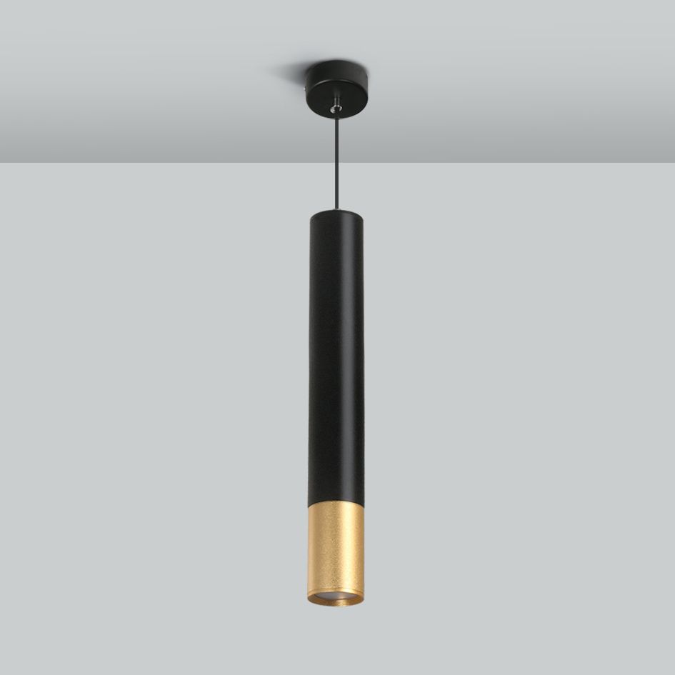 Forme du cylindre de style contemporain Pendant Light Metal 1 Lampe de suspension légère en noir
