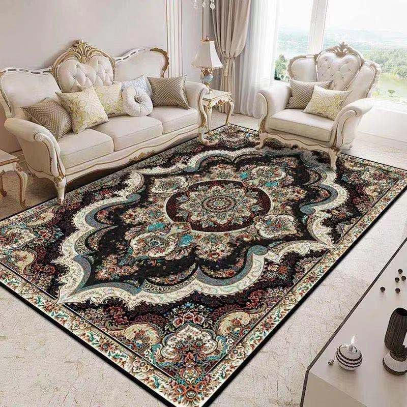 Shabby Chic Medallion Print Rug Polyester Area Rug Stain Resistant Indoor Carpet for Living Room