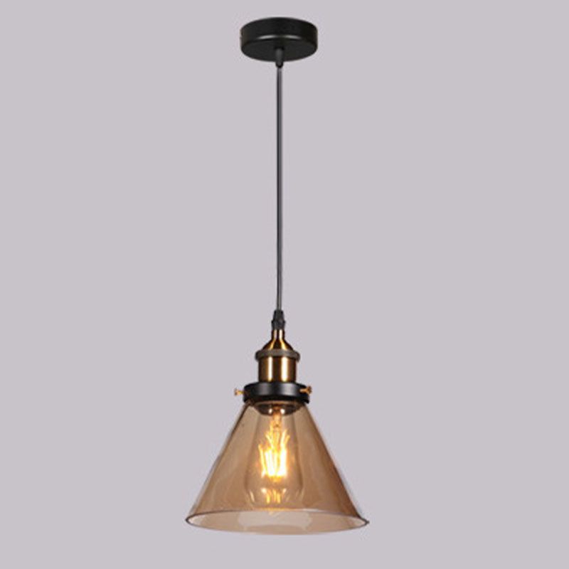Industrielle 1 Licht hängende hängende leichte, bernsteinfarbene Glashängeleuchten