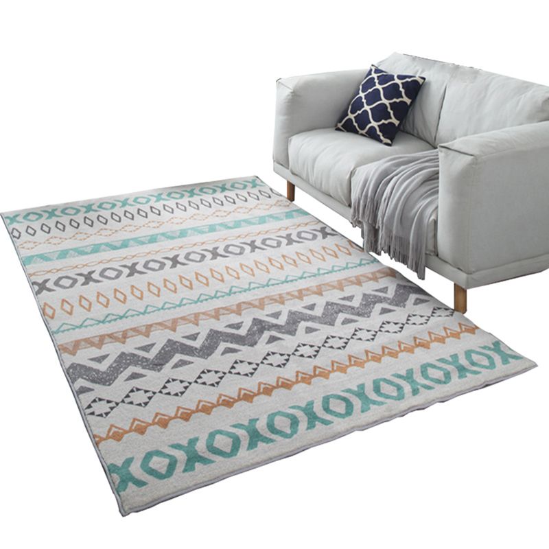 Multicolor Bohemian Area Carpet Polyester Imprime et ethnique Tapis de soins Easy Care Papier pour le salon
