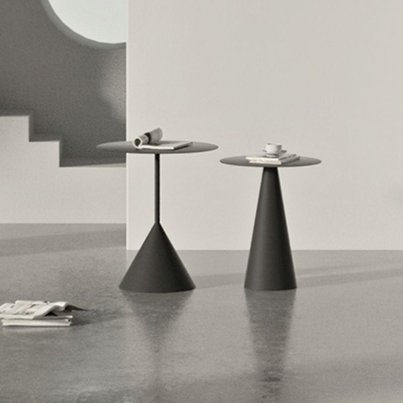 Mid-Century Modern Black/White Cocktail Table Round Coffee Table