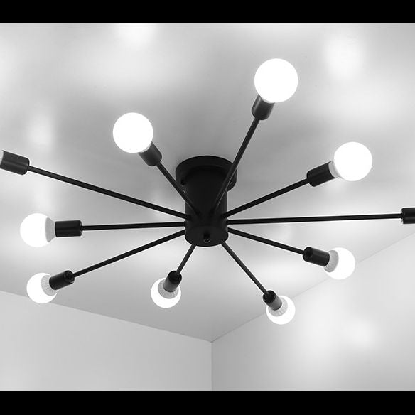 Luz de montaje de techo lámpara de lámpara de estilo loft bulbo de metal expuesto semi iluminación de montaje