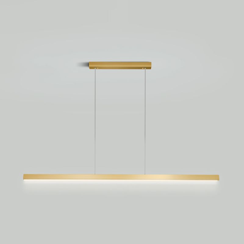 Contemporary Linear Shape Pendant Light Metal 1 Light Pendant Lighting Fixture in Gold