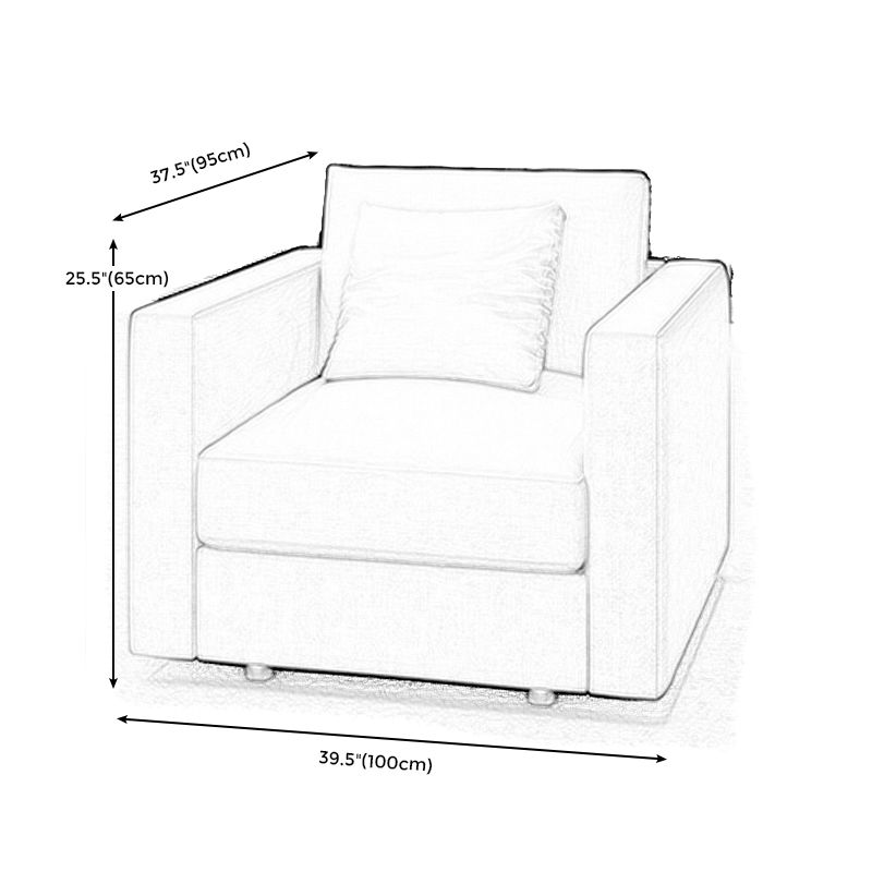 White Slipcovered Fabric Settee Recessed Arm Sofa with Pillows