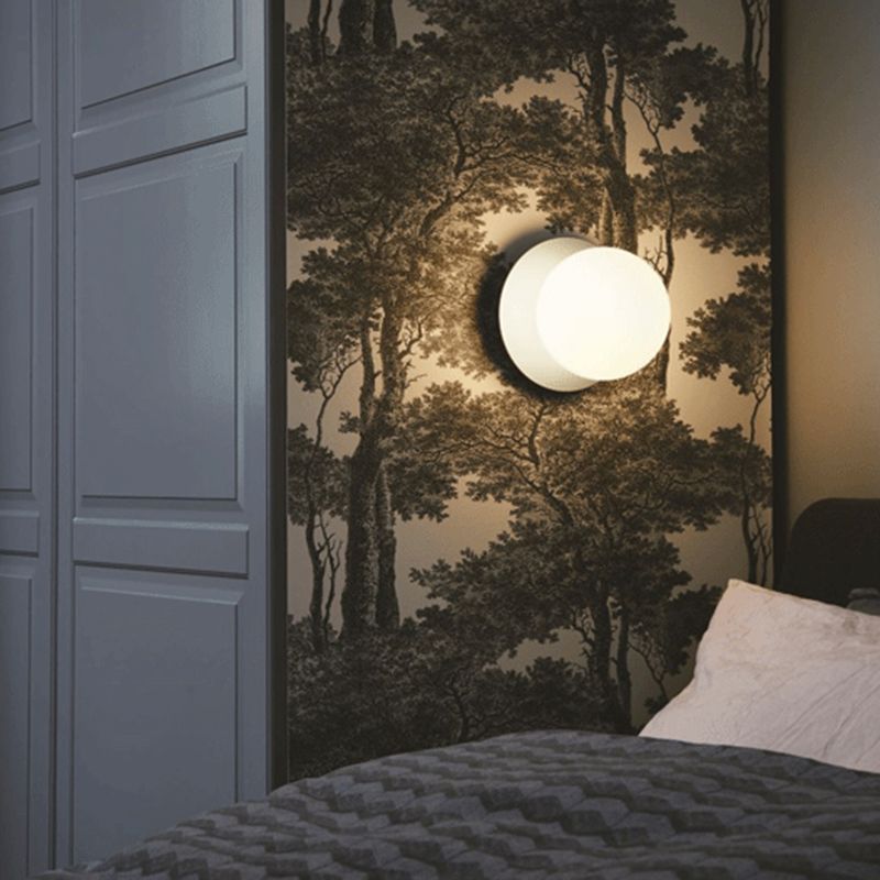 Modern Style Spherical Shape Wall Sconce Glass 1 Light Sconces for Living Room