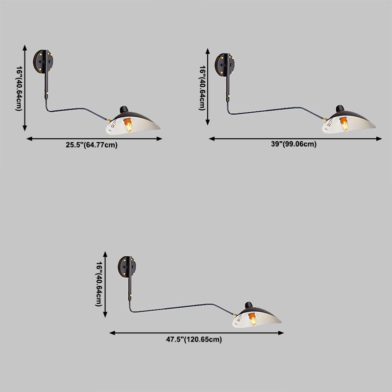 Nordic Style Metal Wall Light Long Arm Black Wall Sconce for Living Room