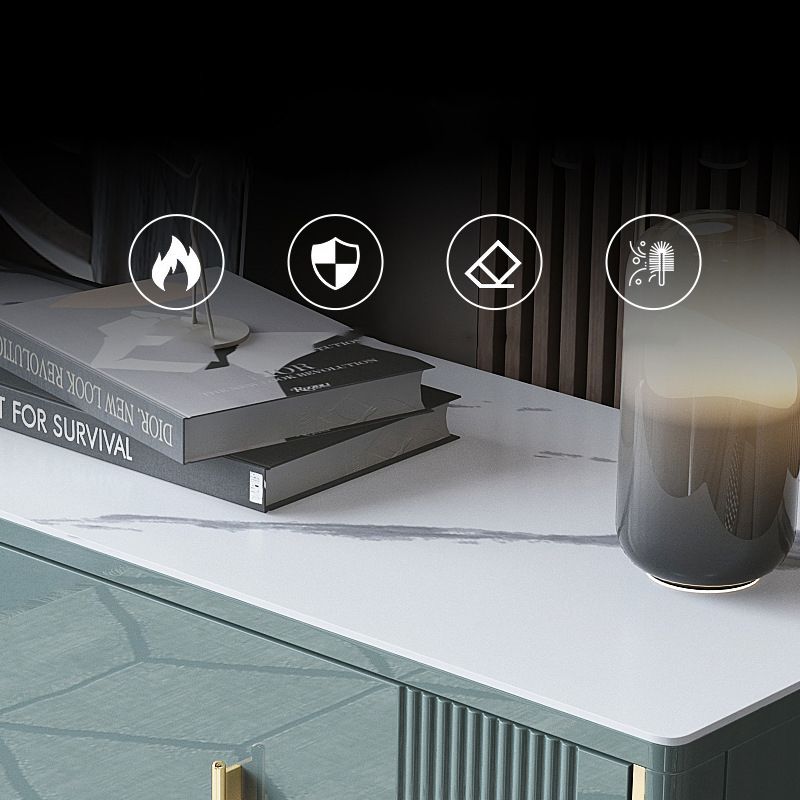 16" W Horizontal Double Dresser Bedroom Slate Top Storage Chest with Drawers