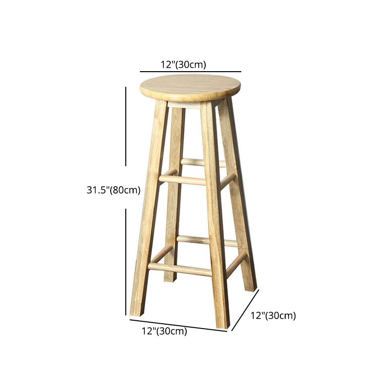 Modern Armless Counter Stool Rubber Wood Kitchen Bar Stool with Seat and Pedal