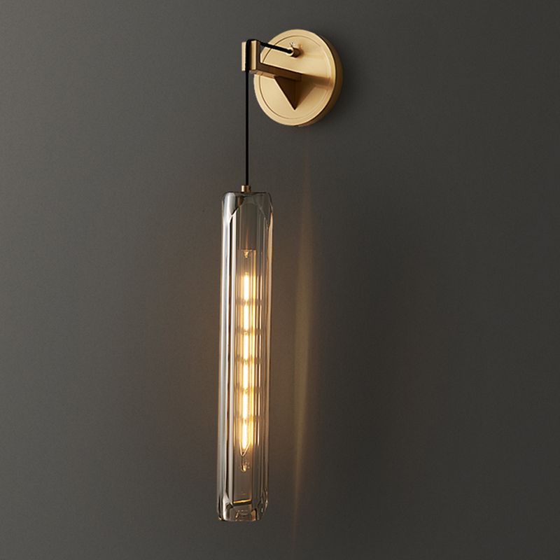 Nordic Style Wall Light Cylinder Shape Wall Lamp with Crystal Shade for Bedroom