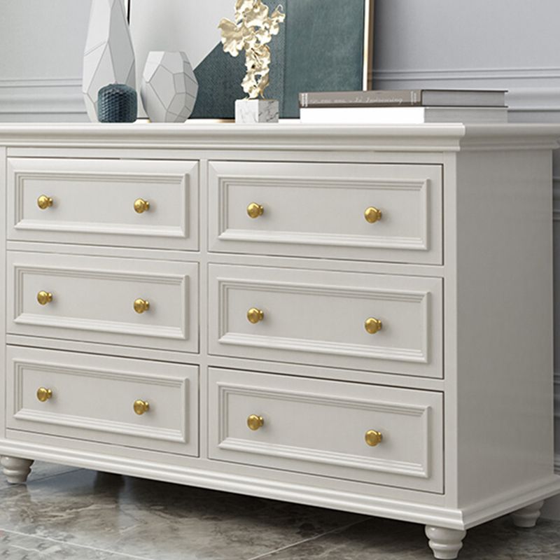 Glam White Wooden Horizontal Storage Chest with Drawers for Home