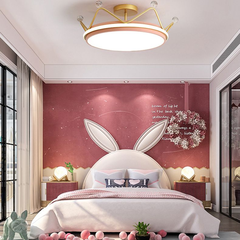 Couronne moderne semi-luminaire de plafond luminaire en métal LED CHAMBRE SEMI FUX MONT ÉCLAIR