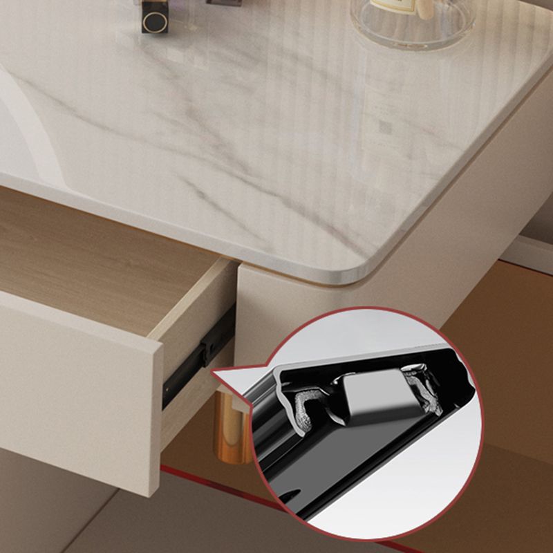 Engineered Wood Makeup Dressing Table Stool Set with Glass Accent