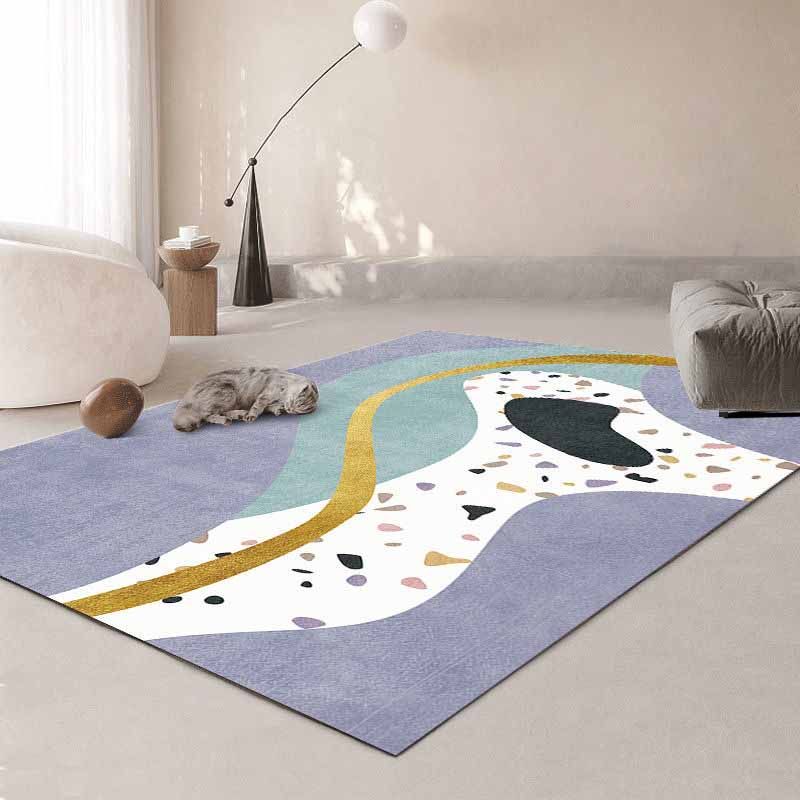 Artistic Indoor Carpet Contrast Panel Modern Rug Polyester Washable Carpet with Non-Slip Backing