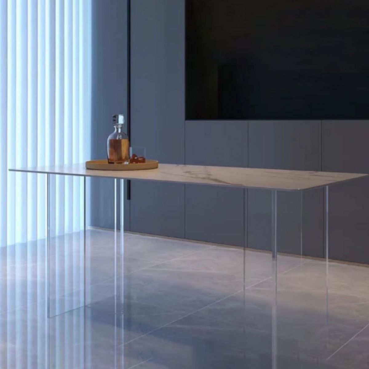 Modern 1/7 Pieces Dining Set Rectangle Acrylic Dining Table for Dining Room