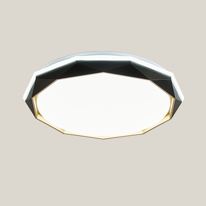 Drum Flush Mount Fixture Contemporary Metal 1 Light Flush Light