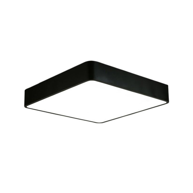 Nordic Square Flush Mount Lamp Acrylic Office LED Ceiling Light in Black/White, 16"/23.5"/39" Wide