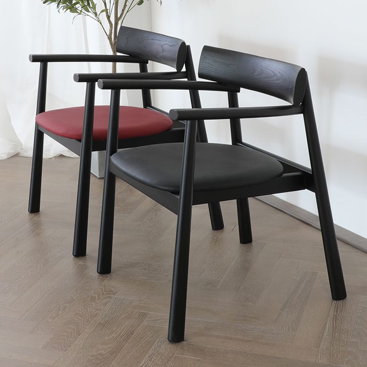 Modern Style Leather Open Back Solid Wood Frame Dining Chairs for Home Use
