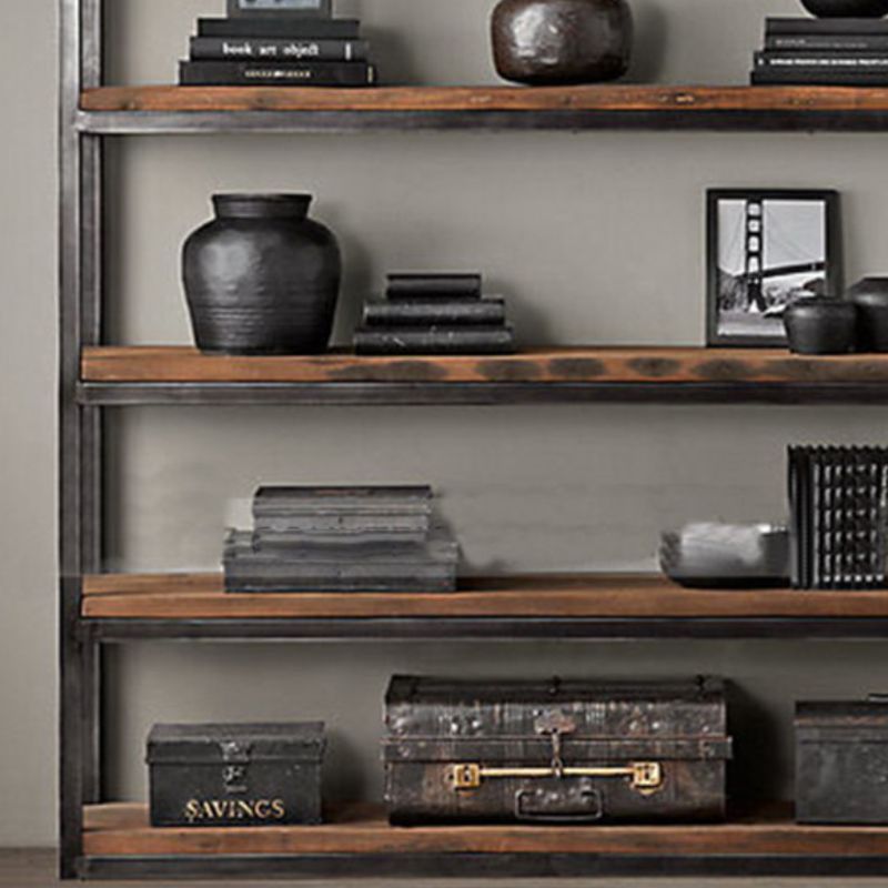 Wooden Etagere Bookcase Industrial Open Back Bookshelf with Shelves
