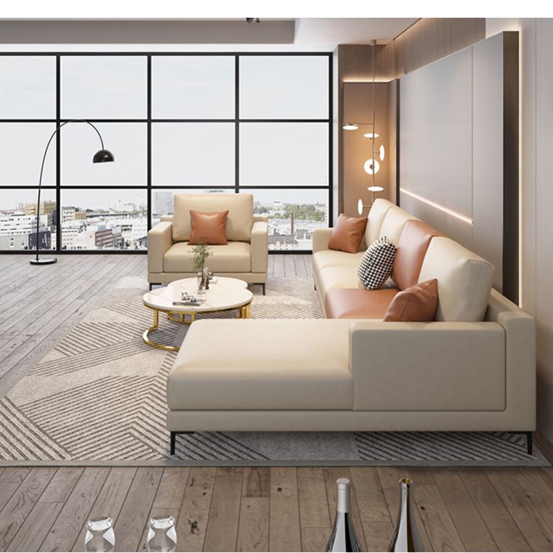 124.02"L X 62.99"W X 35.43"H Fabric Cushions Sectional Square Arm Sofa with Chaise