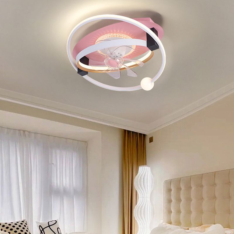 7-Blade Polish Finish Ceiling Fan LED Children Fan with Light for Room